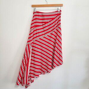 True Destiny  stripe printed flowy red white and black skirt women Size M